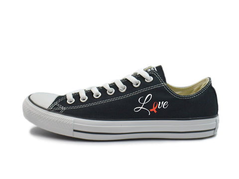 Kidney Cancer Awareness - "Love" Converse Low Tops